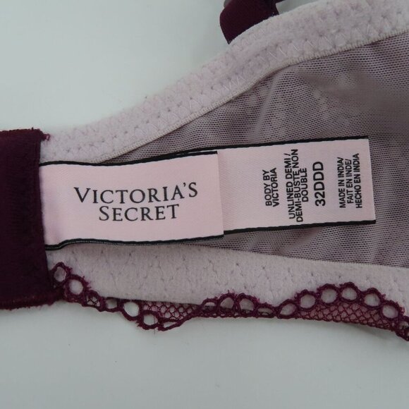Victorias Secret 32DDD Body By Victoria Unlined Demi Underwire Purple Lace Bra - Picture 11 of 15